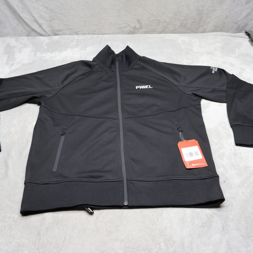 North Face Jacket Mens Large Black Tech Full Zip Fleece Outdoor Hiking NEW LOGO